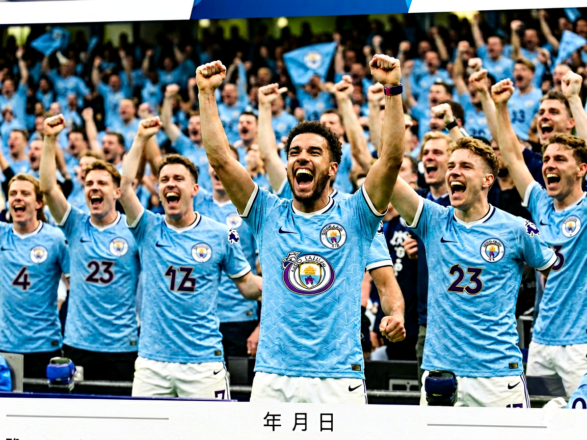 英超联赛现场：曼城主场球迷欢呼庆祝进球瞬间